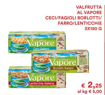 VALFRUTTA AL VAPORE CECI/FAGIOLI BORLOTTI/FARRO/LENTICCHIE 3X150 G