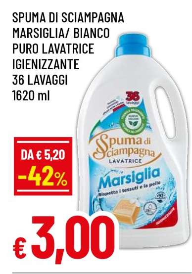SPUMA DI SCIAMPAGNA MARSIGLIA/BIANCO PURO LAVATRICE IGIENIZZANTE