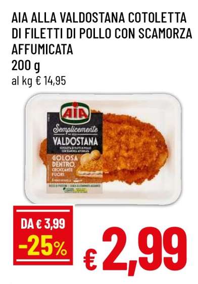 AIA ALLA VALDOSTANA COTOLETTA DI FILETTI DI POLLO CON SCAMORZA AFFUMICATA