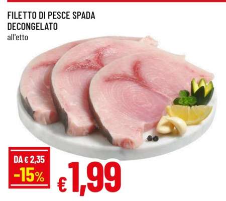FILETTO DI PESCE SPADA DECONGELATO
