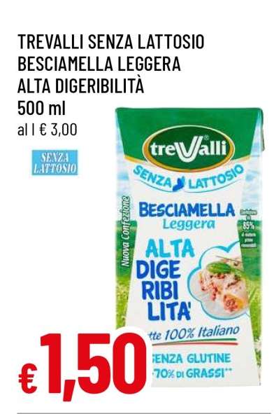 Trevalli Senza Lattosio Besciamella Leggera Alta Digeribilità