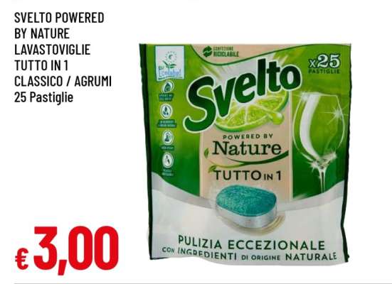 Svelto Powered by Nature Lavastoviglie Tutto in 1 Classico / Agrumi 25 Pastiglie