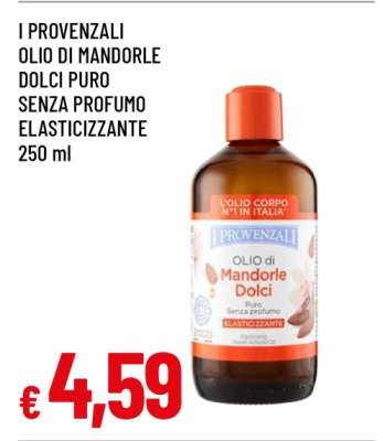 I Provenzali Olio di Mandorle Dolci Puro Senza Profumo Elasticizzante 250 ml
