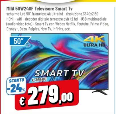 MIIA 50W240F Televisore Smart Tv
