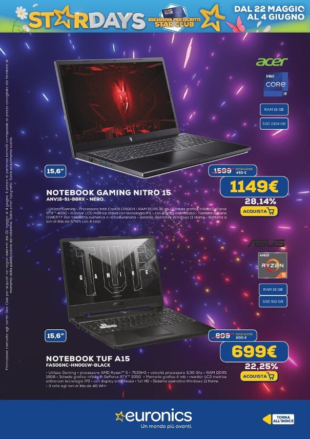 Volantino Euronics - 22/5/2025 - 4/6/2025. Pagina 1