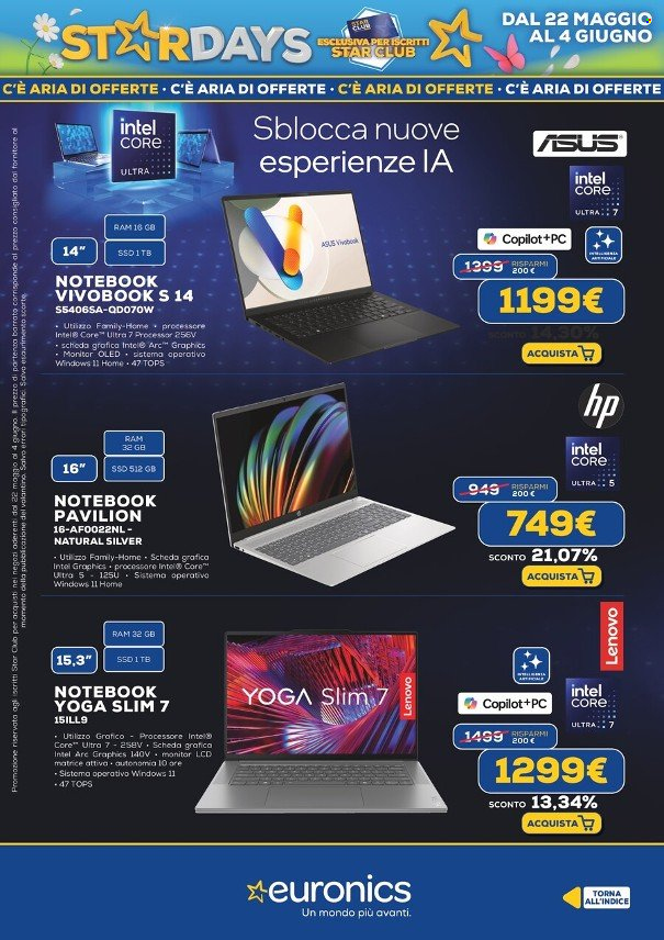 Volantino Euronics - 22/5/2025 - 4/6/2025. Pagina 1