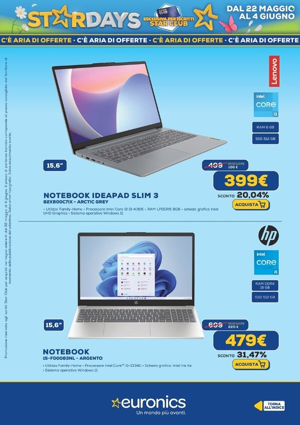 Volantino Euronics - 22/5/2025 - 4/6/2025. Pagina 1