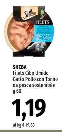 SHEBA Filets Cibo Umido Gatto Pollo con Tonno da pesca sostenibile