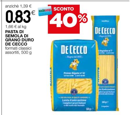 PASTA DI SEMOLA DI GRANO DURO DE CECCO