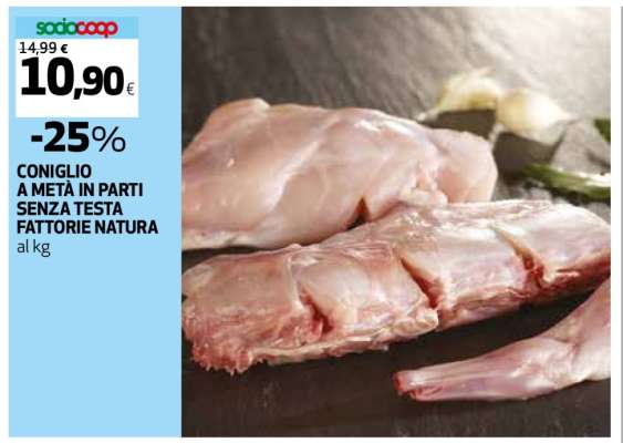 Coniglio a metà in parti senza testa Fattorie Natura