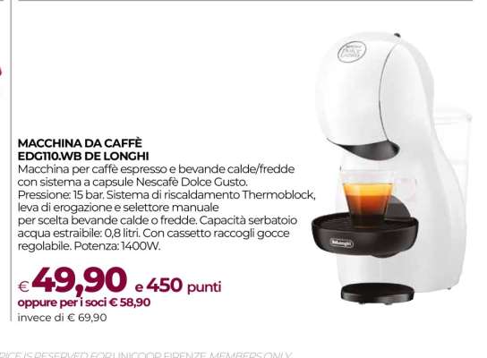 MACCHINA DA CAFFÈ EDG110.WB DE LONGHI