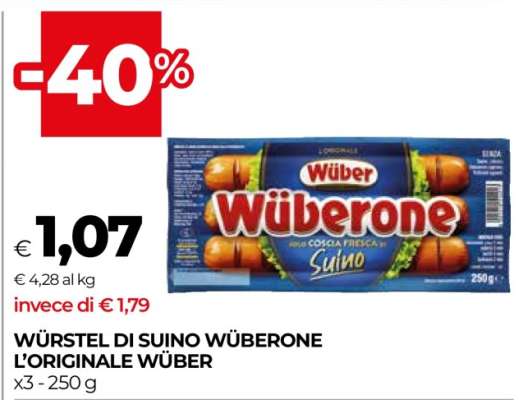 Würstel di Suino Wüberone L'Originale Wüber