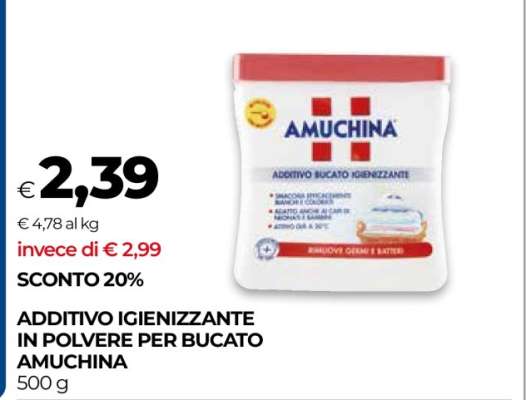ADDITIVO IGIENIZZANTE IN POLVERE PER BUCATO AMUCHINA