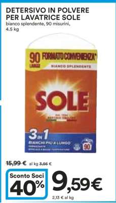 Detersivo in polvere per lavatrice Sole