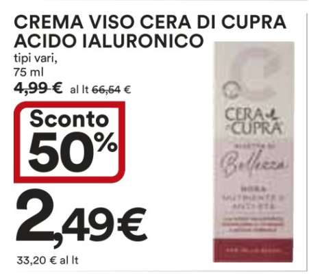 CREMA VISO CERA DI CUPRA ACIDO IALURONICO