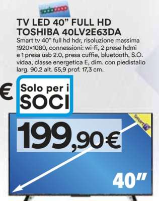 TV LED 40” FULL HD TOSHIBA 40LV2E63DA
