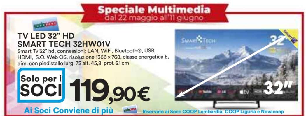TV LED 32" HD SMART TECH 32HW01V