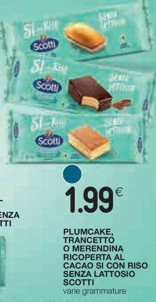 PLUMCAKE, TRANCETTO O MERENDINA RICOPERTA AL CACAO SÌ CON RISO SENZA LATTOSIO SCOTTI