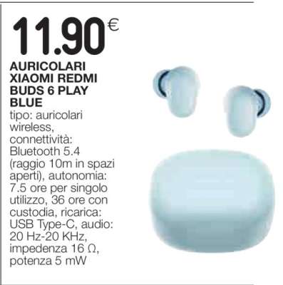 AURICOLARI XIAOMI REDMI BUDS 6 PLAY BLUE