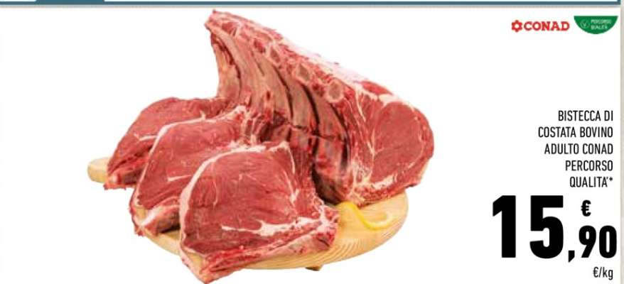 BISTECCA DI COSTATA BOVINO ADULTO CONAD PERCORSO QUALITA