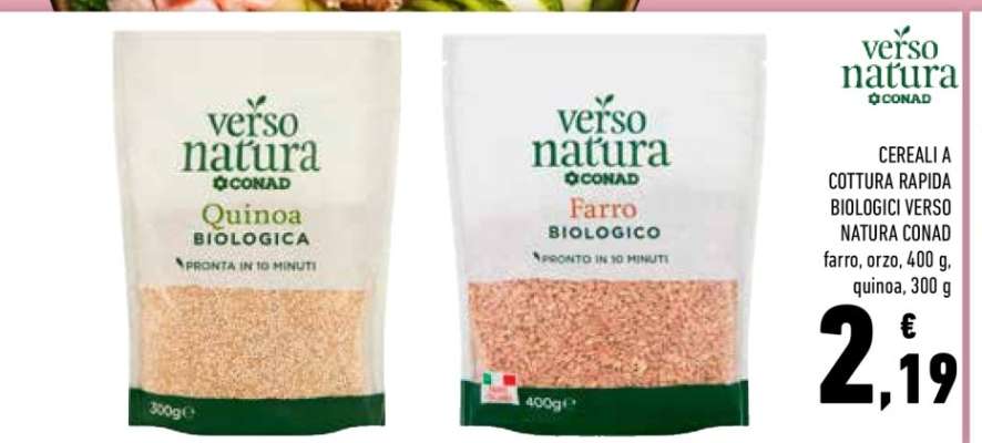 CEREALI A COTTURA RAPIDA BIOLOGICI VERSO NATURA CONAD