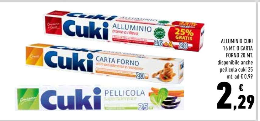 ALLUMINIO CUKI 16 MT. O CARTA FORNO 20 MT.