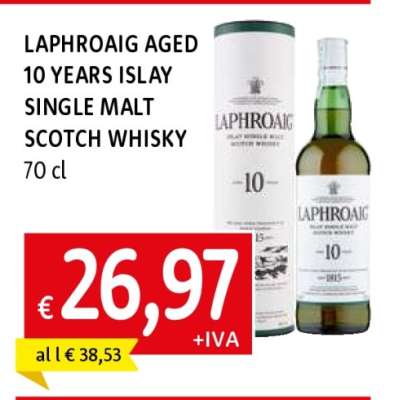 Laphroaig Aged 10 Years Islay Single Malt Scotch Whisky