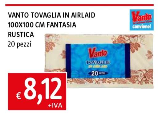 VANTO TOVAGLIA IN AIRLAID 100X100 CM FANTASIA RUSTICA