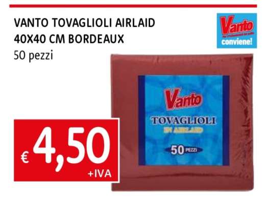VANTO TOVAGLIOLI AIRLAID 40X40 CM BORDEAUX