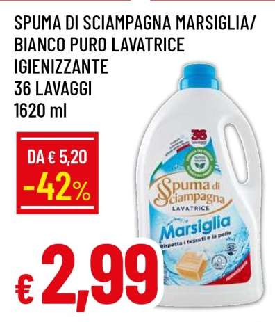 SPUMA DI SCIAMPAGNA MARSIGLIA/BIANCO PURO LAVATRICE IGIENIZZANTE