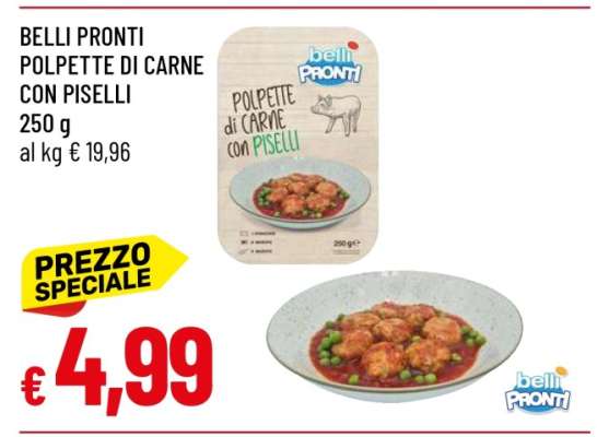 BELLI PRONTI POLPETTE DI CARNE CON PISELLI