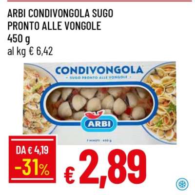 ARBI CONDIVONGOLA SUGO PRONTO ALLE VONGOLE