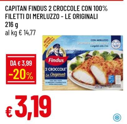 CAPITAN FINDUS 2 CROCCOLE CON 100% FILETTI DI MERLUZZO - LE ORIGINALI