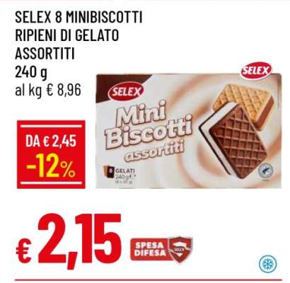 SELEX 8 MINIBISCOTTI RIPIENI DI GELATO ASSORTITI
