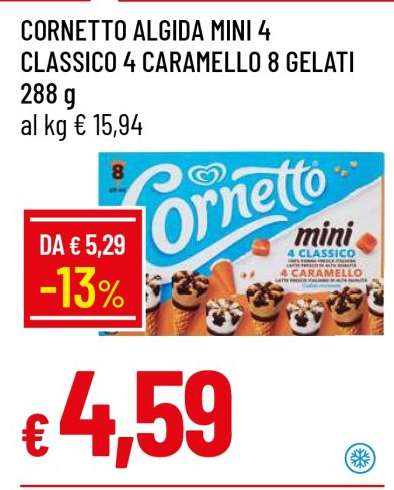 CORNETTO ALGIDA MINI 4 CLASSICO 4 CARAMELLO 8 GELATI