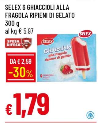SELEX 6 GHIACCIOLI ALLA FRAGOLA RIPIENI DI GELATO
