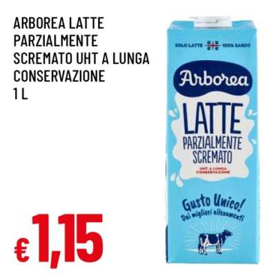 ARBOREA LATTE PARZIALMENTE SCREMATO UHT A LUNGA CONSERVAZIONE 1 L