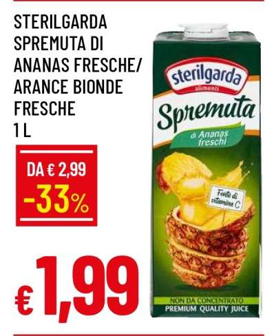 Sterilgarda Spremuta di Ananas Fresche/Arance Bionde Fresche 1 L