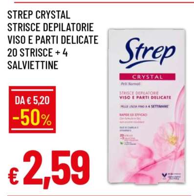STREP CRYSTAL STRISCE DEPILATORIE VISO E PARTI DELICATE