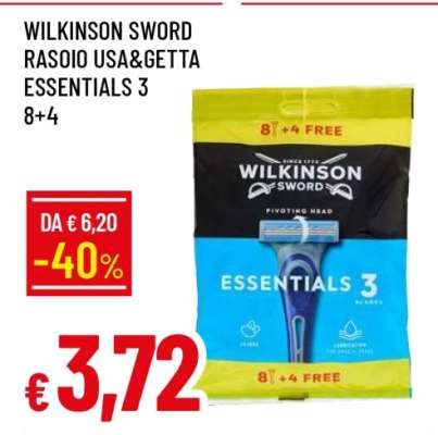 WILKINSON SWORD RASOIO USA&GETTA ESSENTIALS 3 8+4