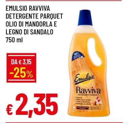 Emulsio Ravviva Detergente Parquet Olio di Mandorla e Legno di Sandalo 750 ml