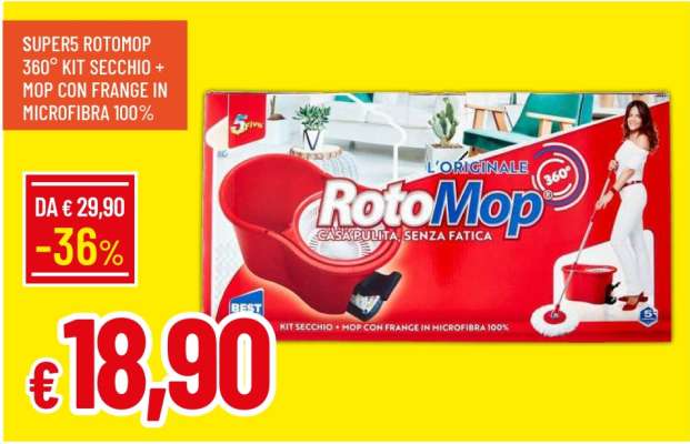 Super5 RotoMop 360° Kit Secchio + Mop