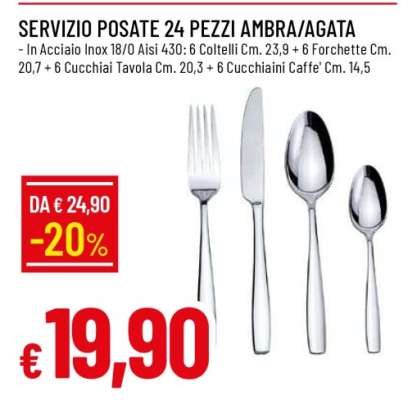 SERVIZIO POSATE 24 PEZZI AMBRA/AGATA