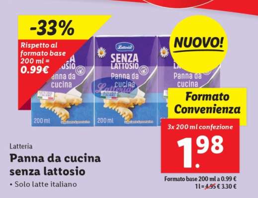 Latteria Panna da cucina senza lattosio