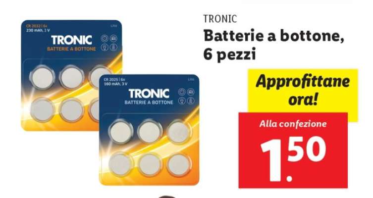 TRONIC Batterie a bottone, 6 pezzi