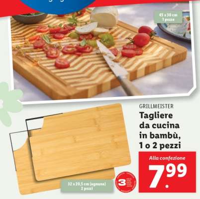 GRILLMEISTER Tagliere da cucina in bambù, 1 o 2 pezzi
