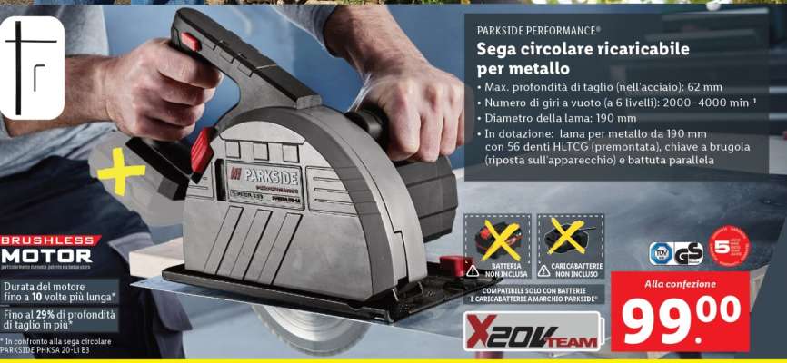 PARKSIDE PERFORMANCE® Sega circolare ricaricabile per metallo