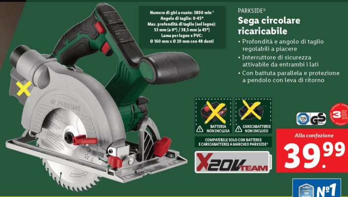 PARKSIDE® Sega circolare ricaricabile