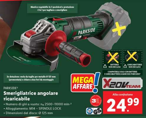 PARKSIDE® Smerigliatrice angolare ricaricabile