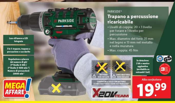 PARKSIDE Trapano a percussione ricaricabile